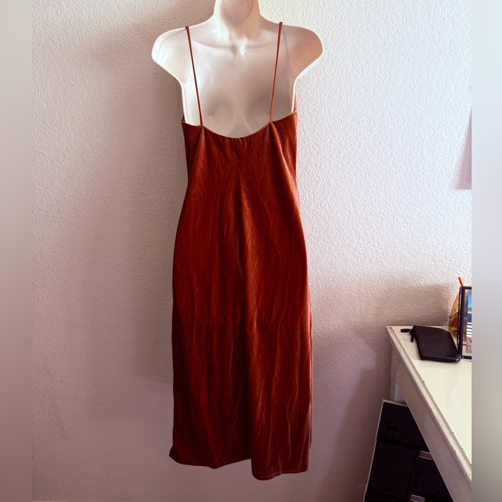 NWOT Jenny Yoo Mauve Cowl Neck Midi Dress - Picture 2 of 7